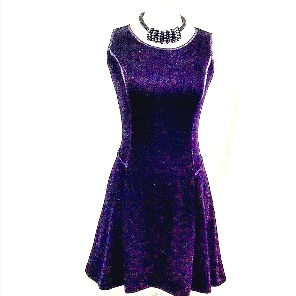 Leather Trim Waffle Weave Knit Short  Dress